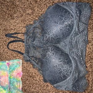 PINK Lace Bralette - Gray